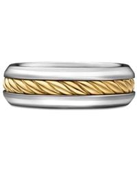 David Yurman - 18Kt And Sterling Cable Inset Band Ring (8Mm) - Lyst