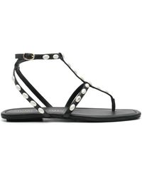 Stuart Weitzman - Pearlita Leather Flat Sandals - Lyst