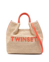 Twin Set - Logo-embroidered Woven Tote Bag - Lyst