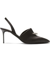 Balmain - Satin Pierced Slingback Heeled Mules 75 - Lyst