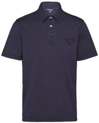 Prada - Short-Sleeved Cotton Polo Shirt - Lyst