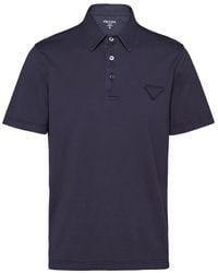 Prada - Triangle-Logo Cotton Polo Shirt - Lyst