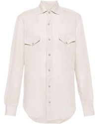 Eleventy - Press-stud Linen Shirt - Lyst
