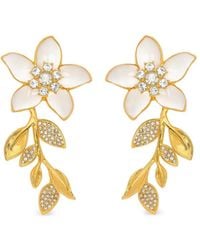 Oscar de la Renta - Flower-Leaf Crystal-Embellished Earrings - Lyst