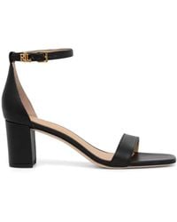 Ralph Lauren - Sandales En Cuir À Plaque Logo - Lyst