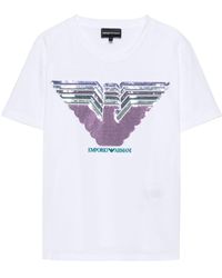Emporio Armani - T-Shirt mit Pailletten - Lyst