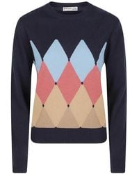 Ballantyne - Argyle-Intarsia Cashmere Sweater - Lyst