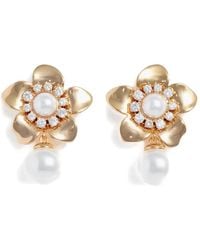 Self-Portrait - Flower Pearl Earrings - Lyst