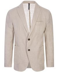RUSSO CAPRI - Button Single-Breasted Linen Blazer - Lyst