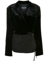 Aganovich Velvet Panel Wrap-around Blazer - Black