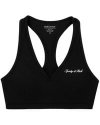 Sporty & Rich - Logo-Print V-Neck Sports Bra - Lyst