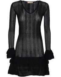 Twinset - Perforated Ruffled Mini Dress - Lyst