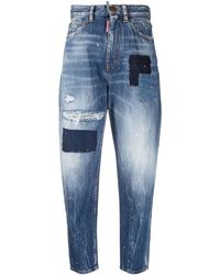 DSquared² - Distressed Patchwork Cropped Jeans - Lyst