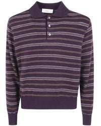 DUNST - Striped Polo-Collar Sweater - Lyst