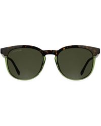 Lacoste - Tortoiseshell-Effect Round-Frame Sunglasses - Lyst
