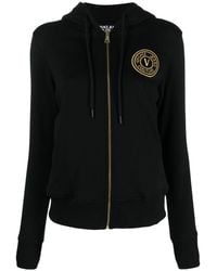 Versace - Logo-embroidered Cotton Hoodie - Lyst