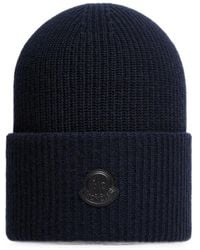 Moncler - Bonnet Côtelé À Patch Logo - Lyst