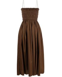 Matteau - Shirred Cotton Midi Dress - Lyst