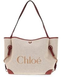 Chloé - Clover Logo-Print Calf Leather-Trim Shoulder Bag - Lyst