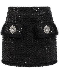 Philipp Plein - Minijupe En Tweed À Ornements En Paillettes - Lyst