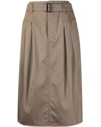 Lemaire - Belted-Waist Pleated Midi Skirt - Lyst