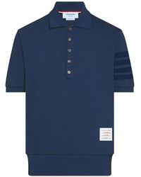Thom Browne - Button-Up Poloshirt Met Vier Strepen - Lyst