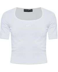 Dolce & Gabbana - T-Shirt À Logo Dg Brodé - Lyst
