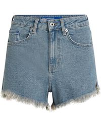 Karl Lagerfeld - Frayed Denim Shorts - Lyst