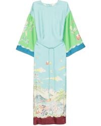 ALÉMAIS - Daria Graphic-Print Silk Midi Dress - Lyst