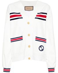 Gucci - Logo-embroidered Striped Cardigan - Lyst