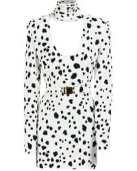 ROWEN ROSE - Dalmatian Draped-Collar Mini Dress - Lyst