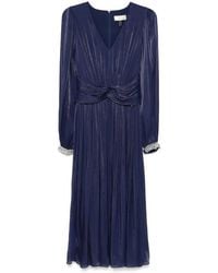 Nissa - Pleated Chiffon Midi Dress - Lyst