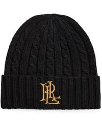 Ralph Lauren - Cable-Knit Embroidered-Logo Beanie Hat - Lyst