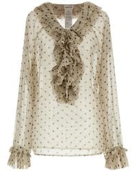 P.A.R.O.S.H. - Pallina Blouse Met Stippen En Ruches - Lyst
