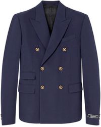 Versace - Double-breasted Logo-plaque Blazer - Lyst