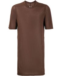 Rick Owens - T-shirt level t marrone in viscosa e seta - Lyst