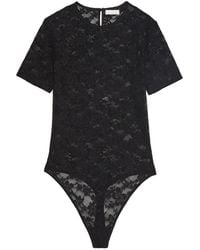 Fleur du Mal - Lace-Detail Short-Sleeve Bodysuit - Lyst