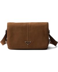Prada - Nubuck-Leather Shoulder Bag - Lyst