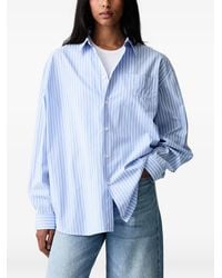 Sporty & Rich - Signature Vertical-Stripe Logo-Embroidered Shirt - Lyst