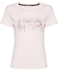 Liu Jo - T-shirt orné de cristal à logo imprimé - Lyst