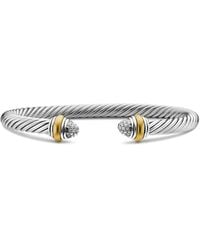 David Yurman - 14Kt And Sterling Classic Cable Diamond Bracelet (5Mm) - Lyst