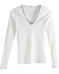 Brunello Cucinelli - V-Neck Long-Sleeve T-Shirt - Lyst