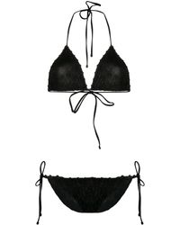 Missoni Bikini con top triangular y encaje - Negro