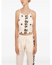 Greek Archaic Kori - Embroidered Daisy Crop Top - Lyst
