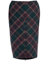 N°21 - Tartan-Check Midi Pencil Skirt - Lyst