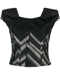 Gemy Maalouf - V-Back Chevron-Pattern Top - Lyst