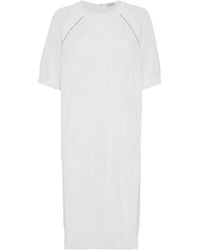 Brunello Cucinelli - Monili-Trim Knit-Cotton T-Shirt Dress - Lyst