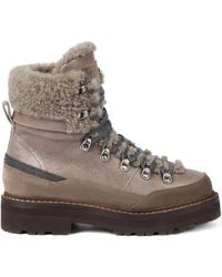 Brunello Cucinelli - Leather Shearling-Lining Mountain Boots - Lyst