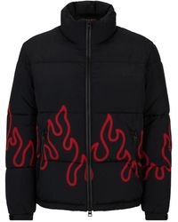 HUGO - Flame-print Quilted Jacket - Lyst
