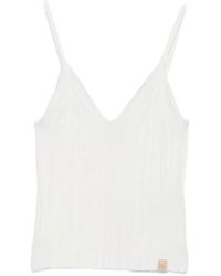 Jacob Cohen - Ribbed-Knit V-Neck Top - Lyst